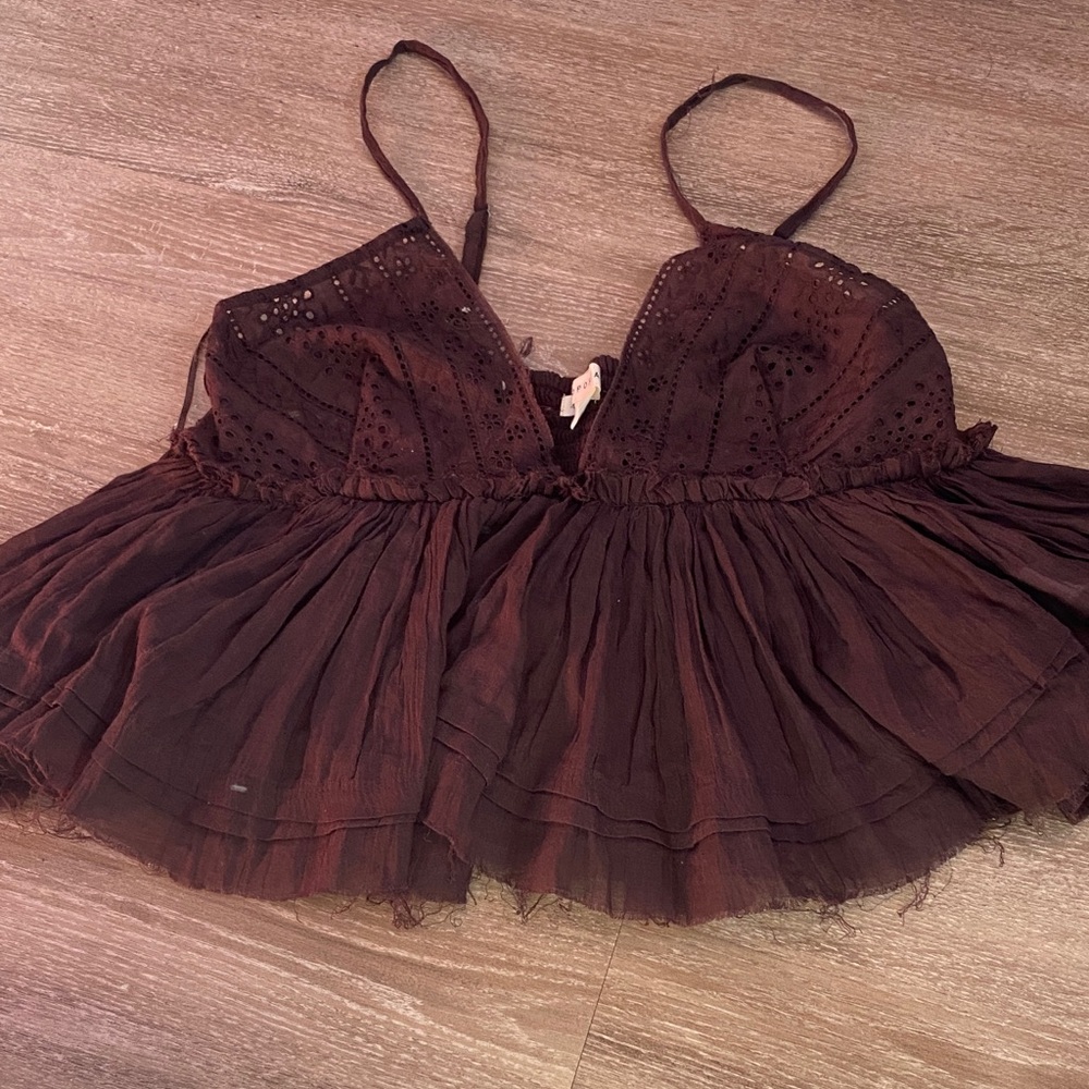 Aeropostale Brown Lace Crop Top